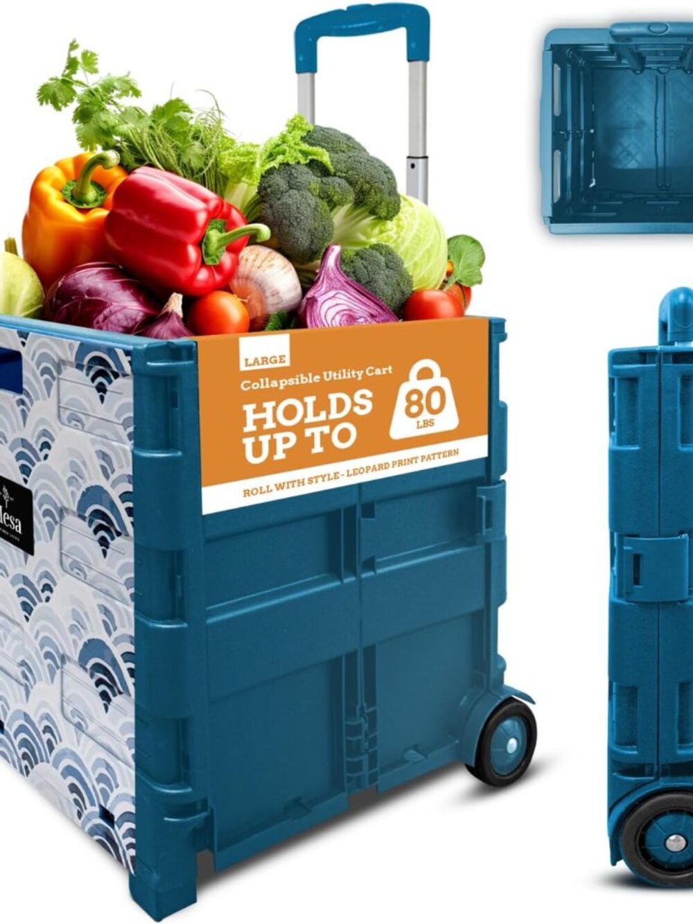 Ultra-Slim Rolling Collapsible Storage Pack-N-Roll Utility-carts, with Telescopi - Picture 1 of 9